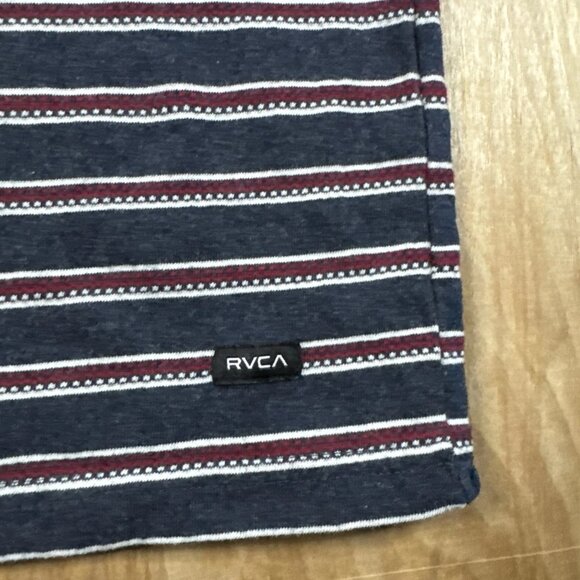 RVCA Men's Red White Blue Striped Short Sleeve Tee Size Large Casual - Picture 3 of 5